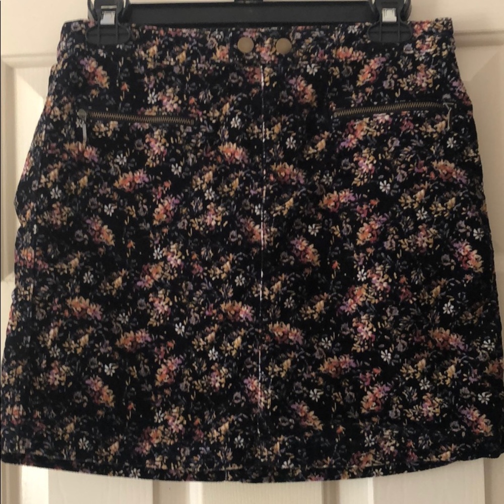 Mossimo Black Floral Corduroy Mini Skirt 2